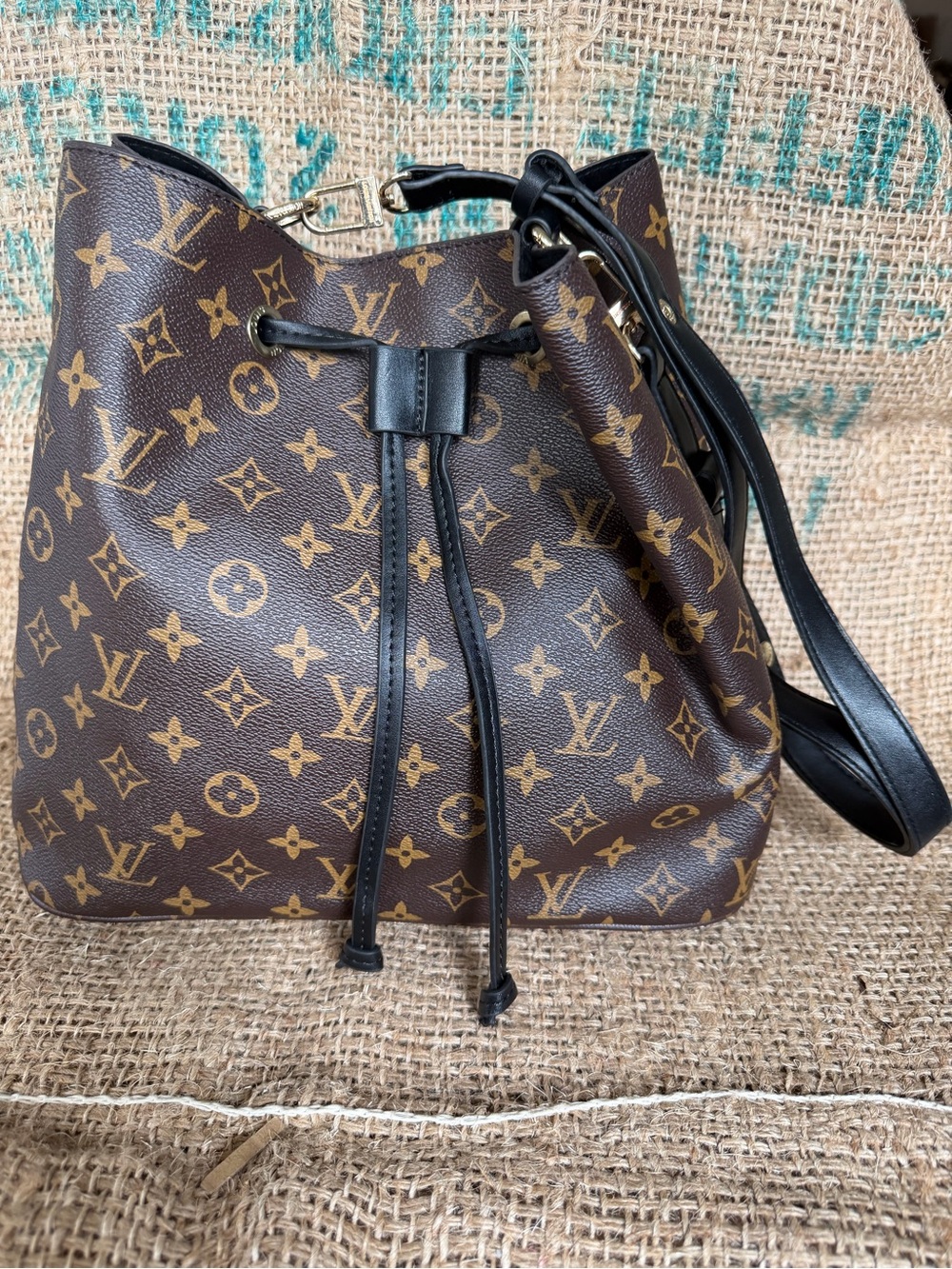 Source unknown Brown Monogram Drawstring Bucket Bag - Picture 2 of 12